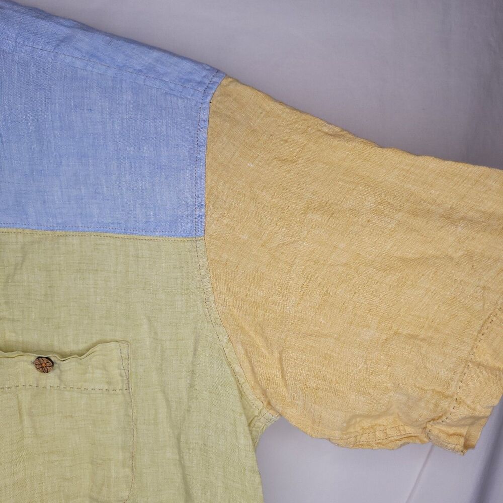 The Territory Ahead Linen Shirt Mens Large Multi Color Patchwork - Picture 4 of 10